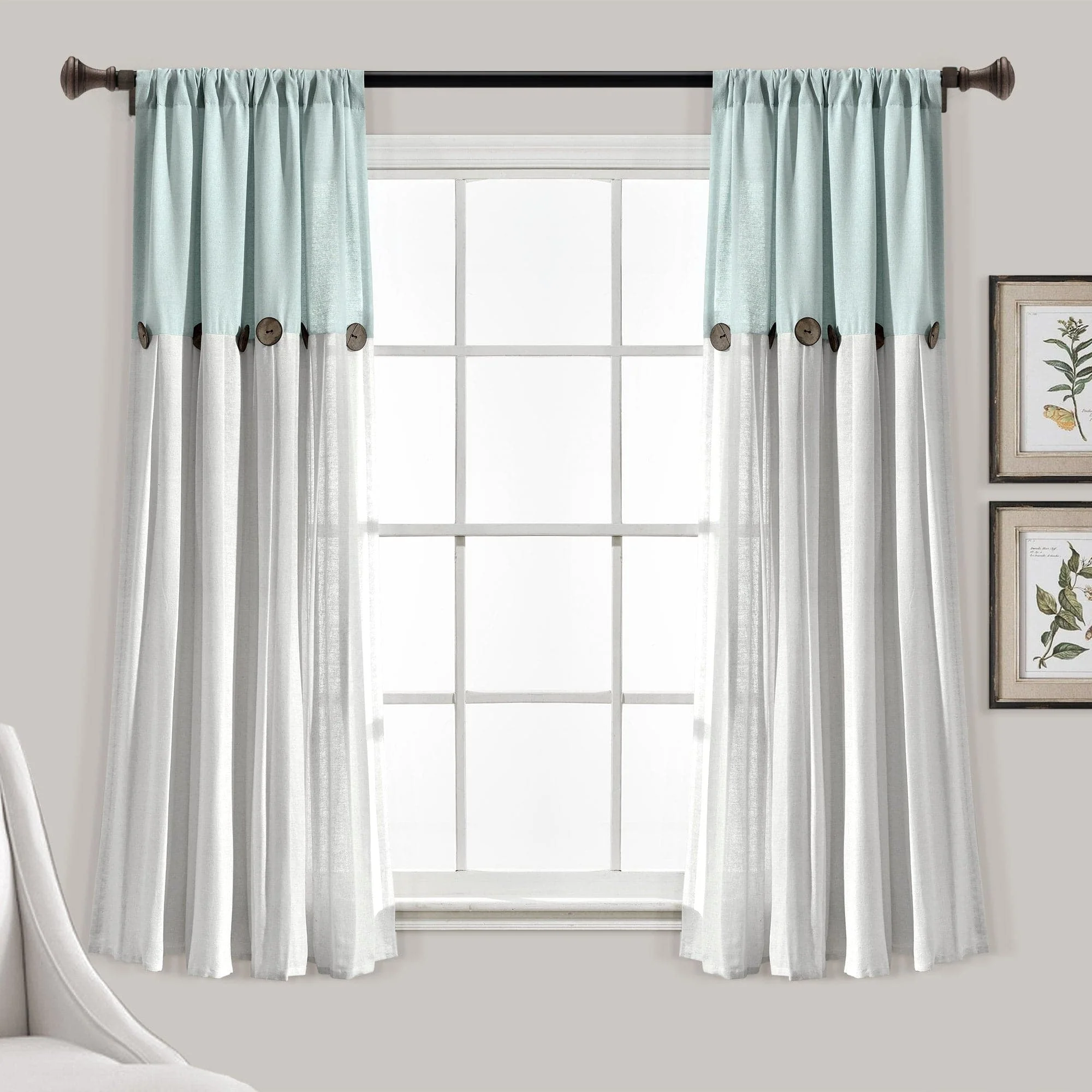 Linen Button Window Curtain Panel