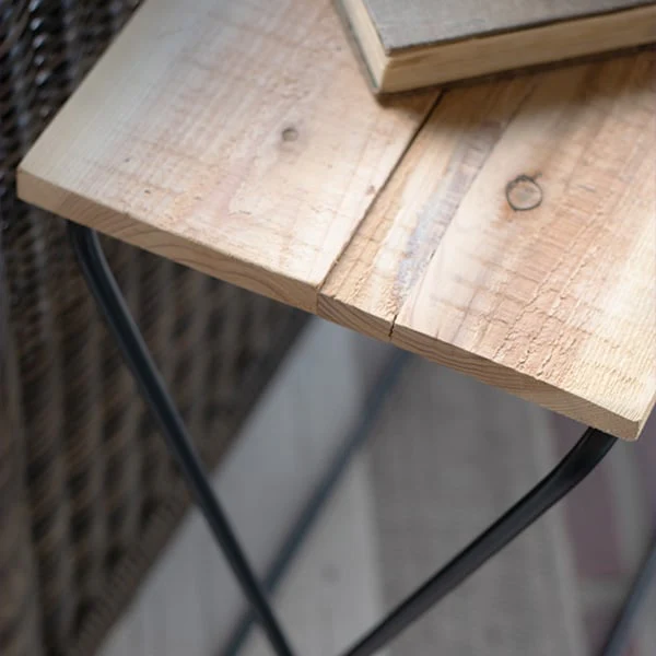 Metal and Wood Folding Side Table | Rustic Farmhouse