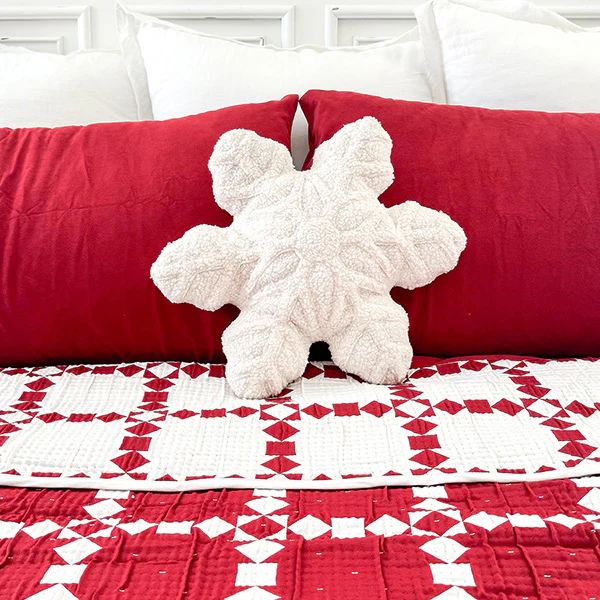 18 Inch Sherpa Snowflake Shaped Pillow