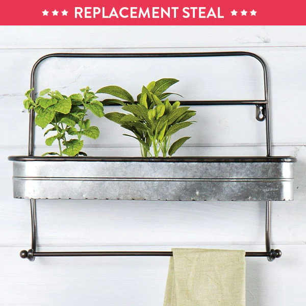 Galvanized Metal Shelf with Towel Bar