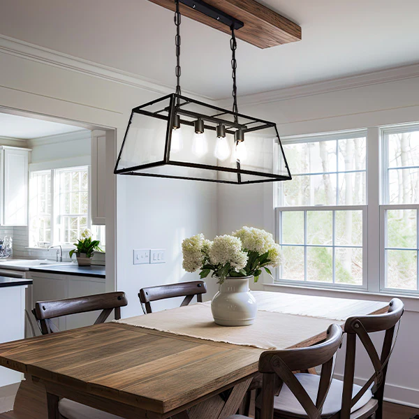 Refined Farmhouse Rectangular Metal Chandelier