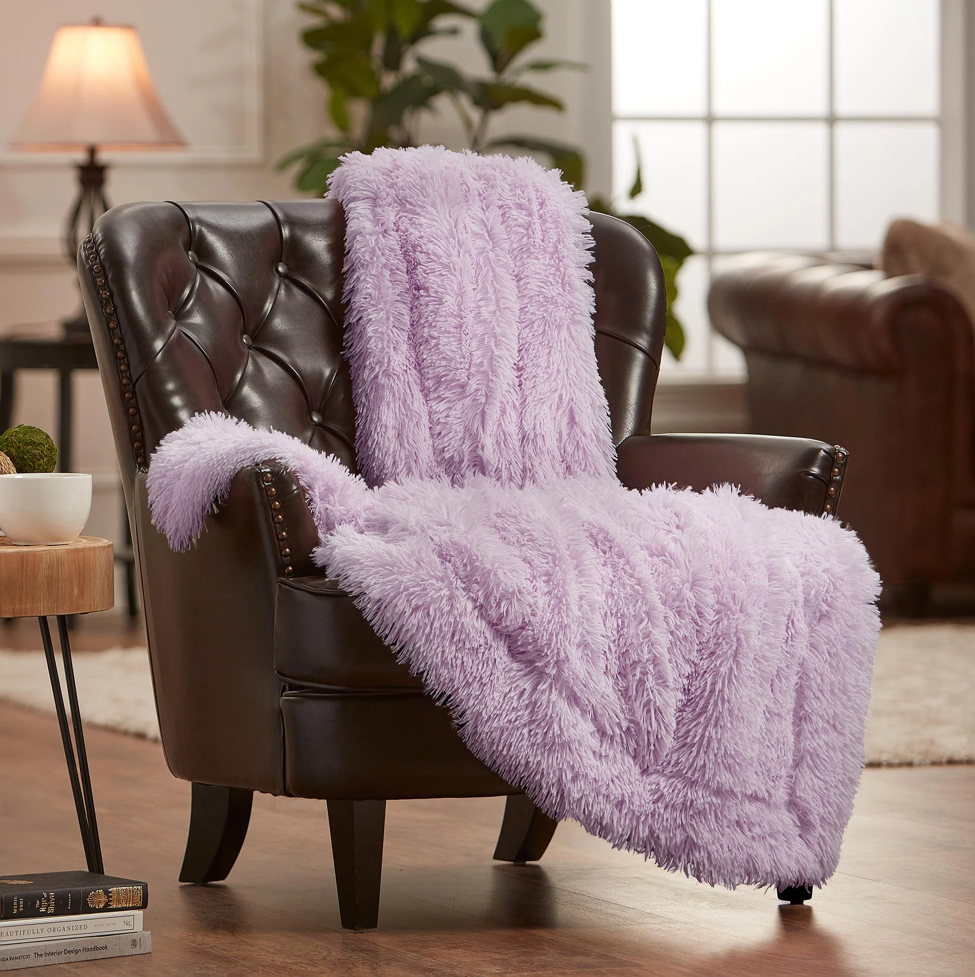 Solid Faux Long Fur Throw Blanket