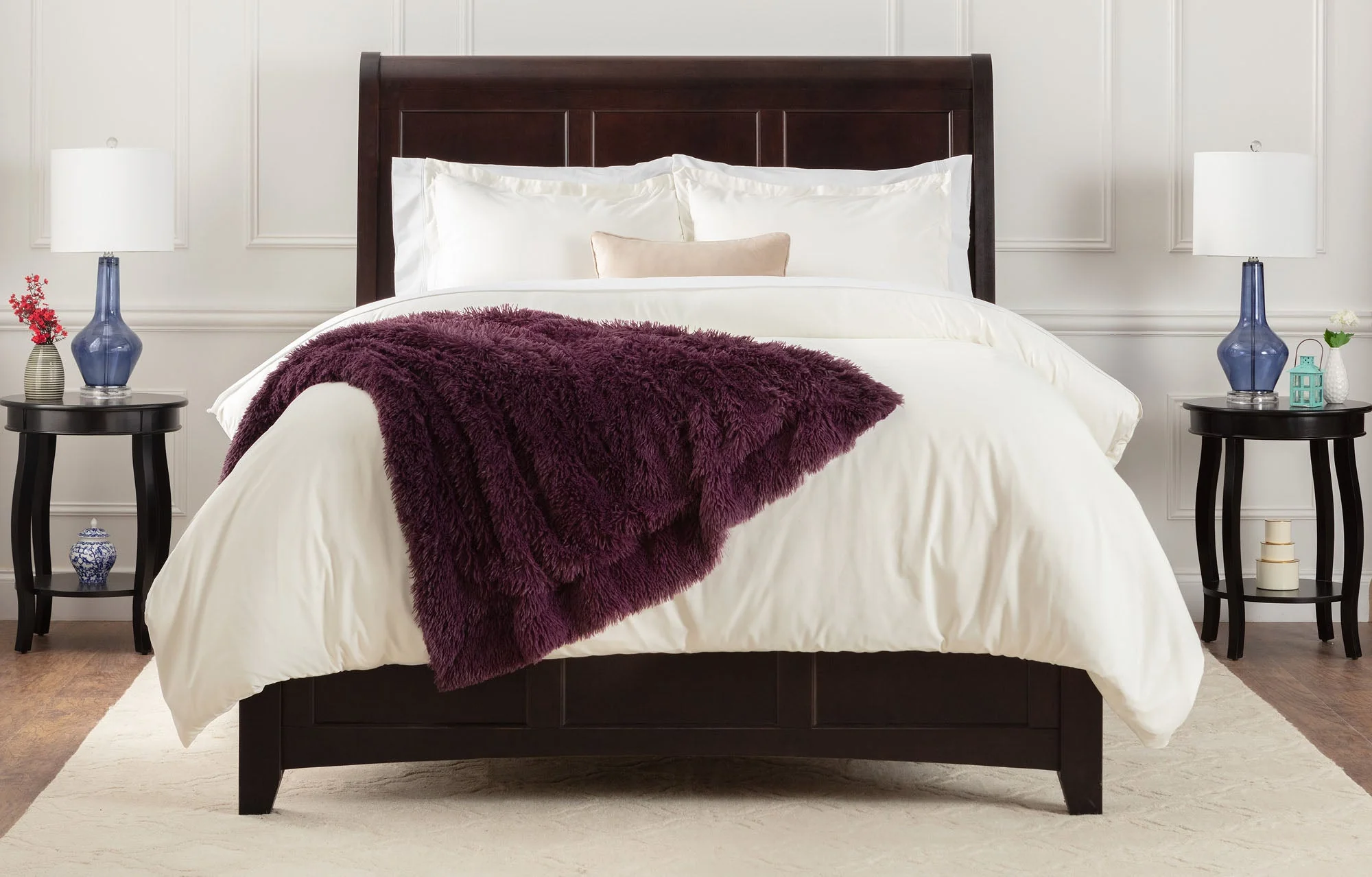 Solid Faux Long Fur Throw Blanket