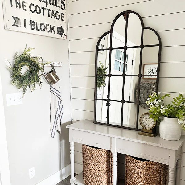 Windowpane Arched Modern Mirror