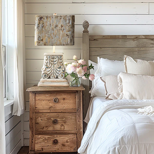 Ornate Table Lamp with Distressed Metal Shade