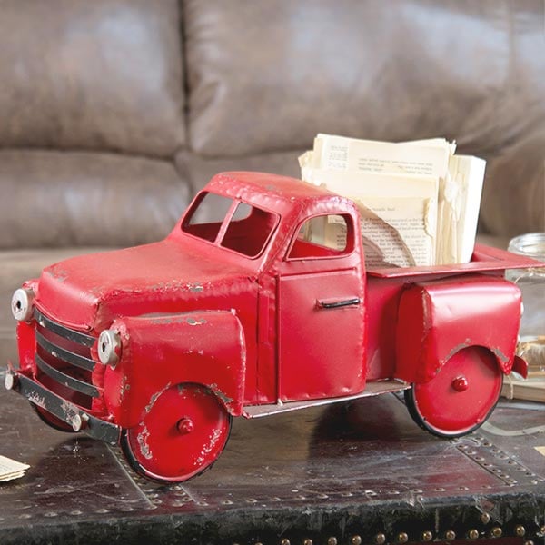Antiqued Red Metal Truck