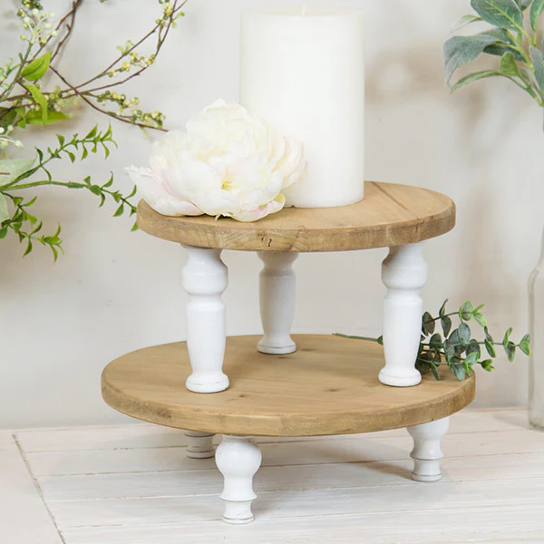 Round Wooden Spindle Risers  Set of 2