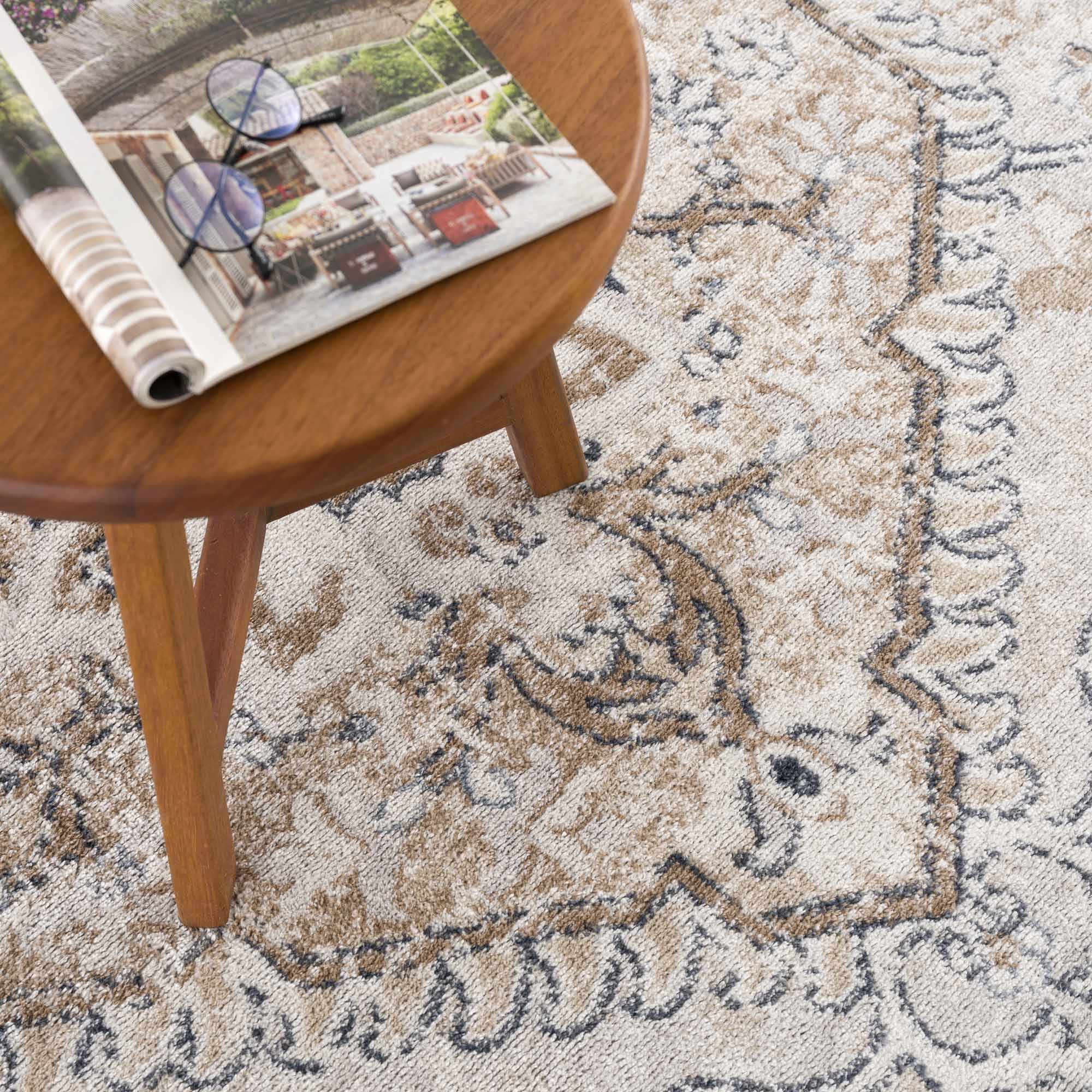 Cream Distressed Area Rug
