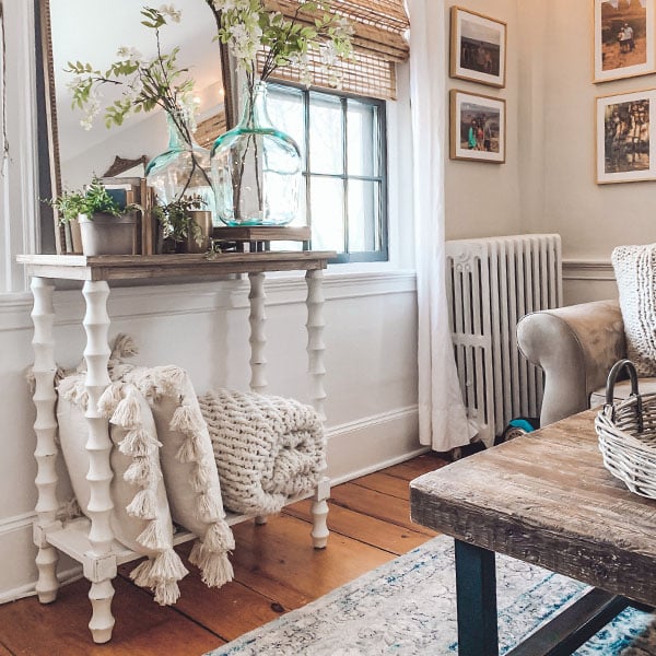 Whitewashed and Natural Wooden Console Table