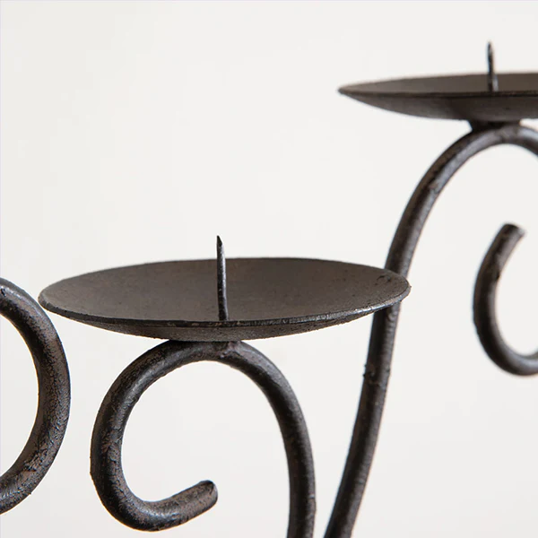 60 Inch Iron Scrollwork Candle Holder Stand