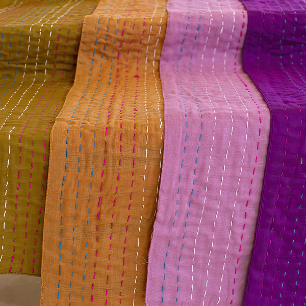 Boho Inspired Hand Stitched Runners, Set of Four