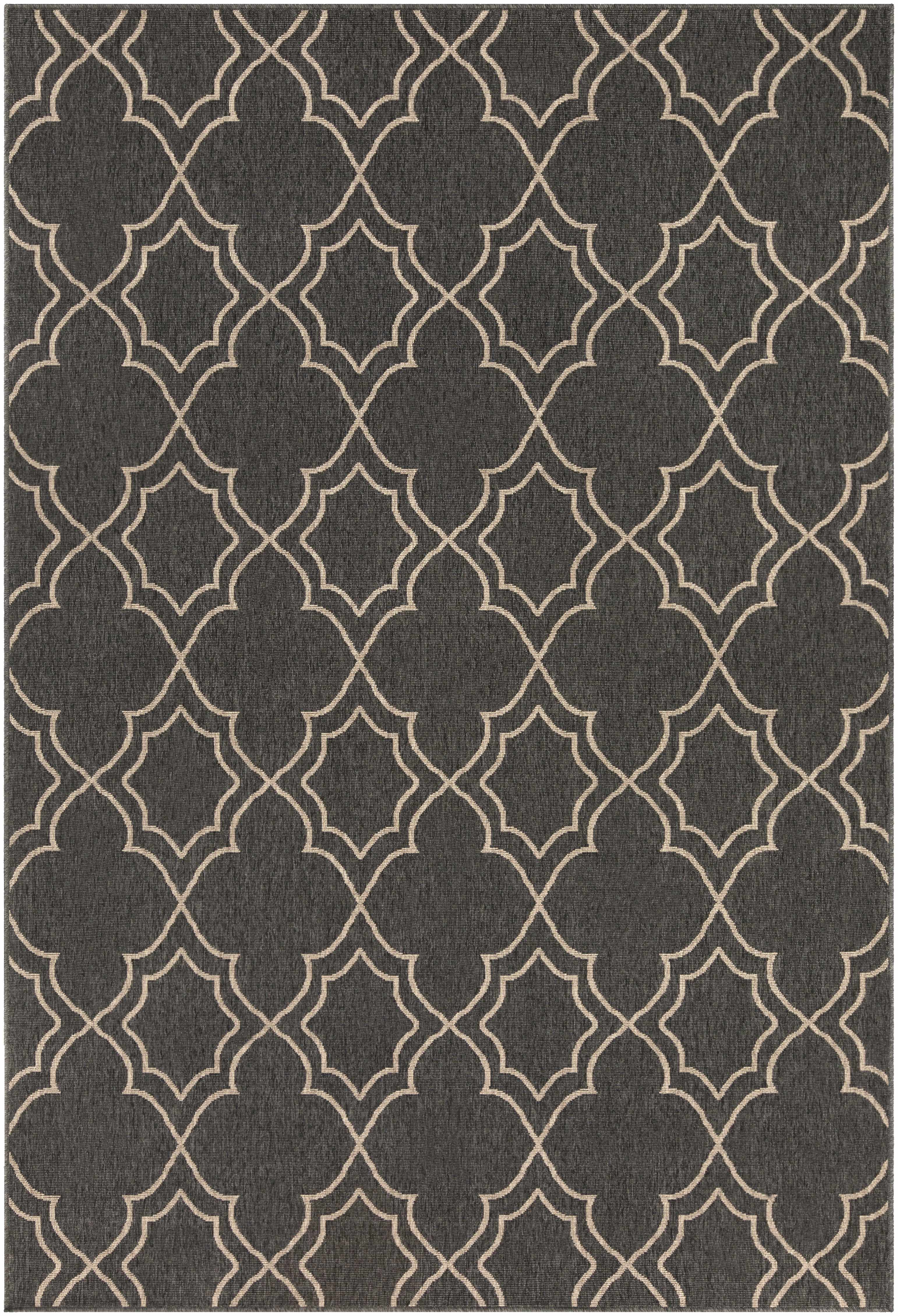 Black Modern Farmhouse Outdoor Rug