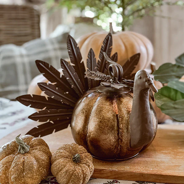 Rustic Galvanized Metal Pumpkin Turkey