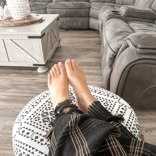 Upholstered Patterned Ottoman Table