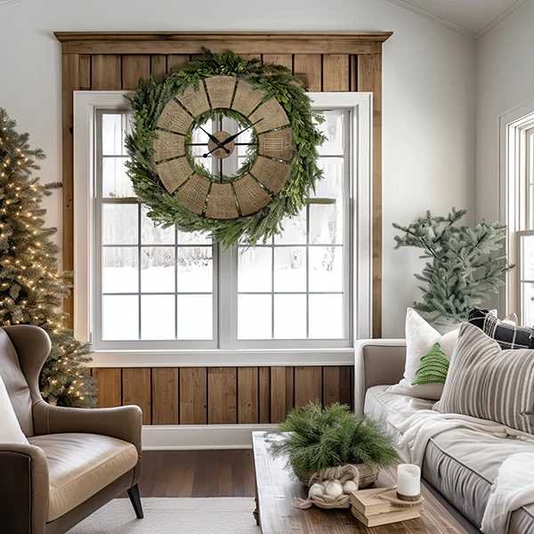 LARGE Windmill Inspired Wooden Clock