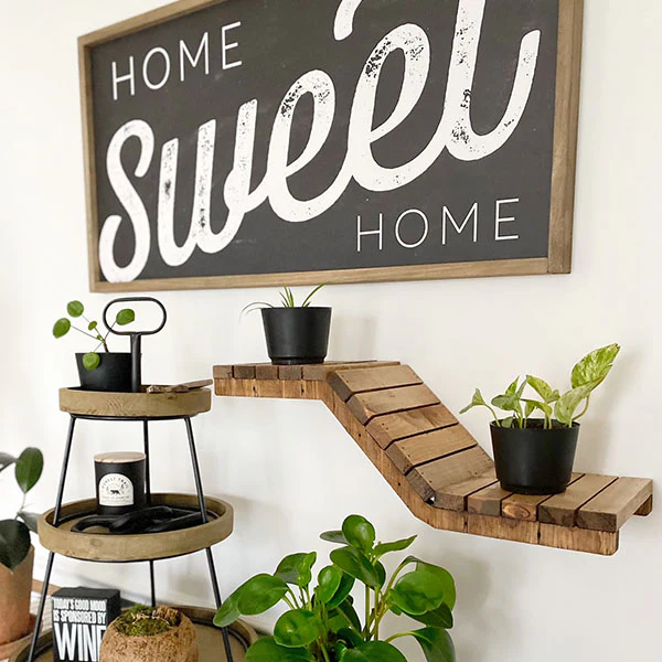 Wooden Plank Multi-Level Floating Wall Shelf