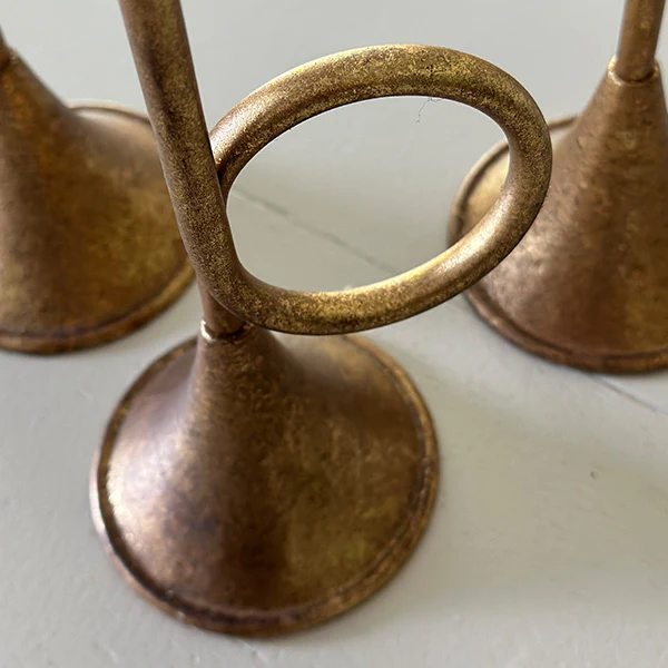 Trumpet Taper Iron Candle Stands, Set of 3