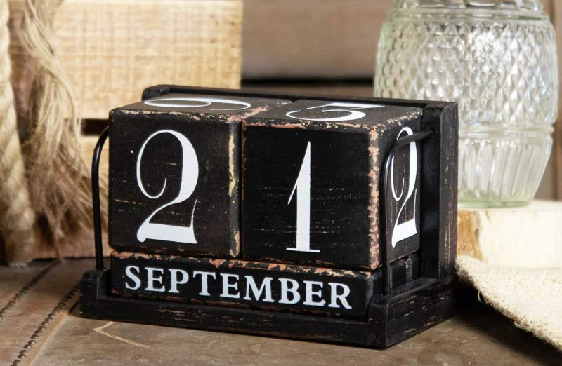 Distressed Wooden Block Perpetual Calendar