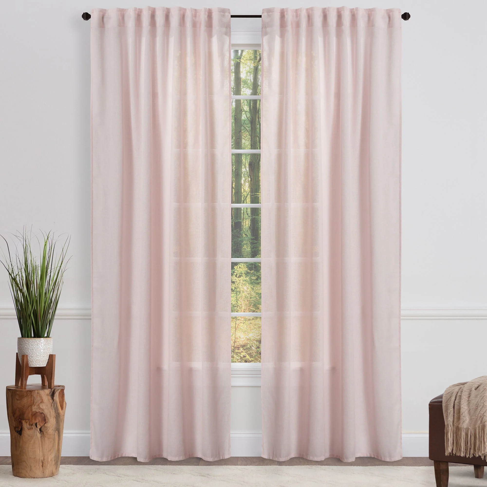 Faux Belgian Flax Solid Curtains
