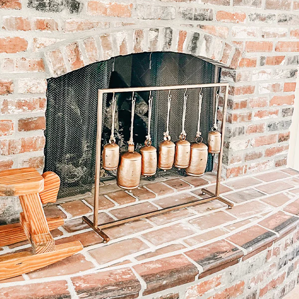 7 Metal Christmas Bells on Stand