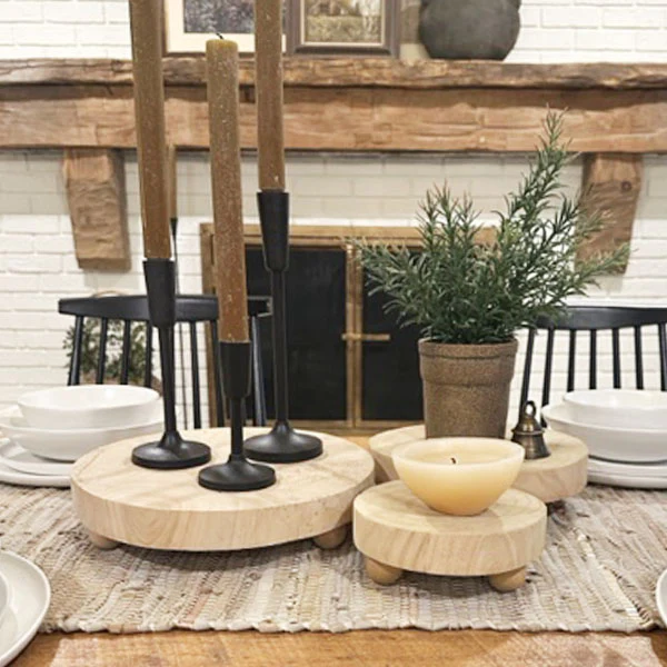 Round Wood Risers, Set of 3