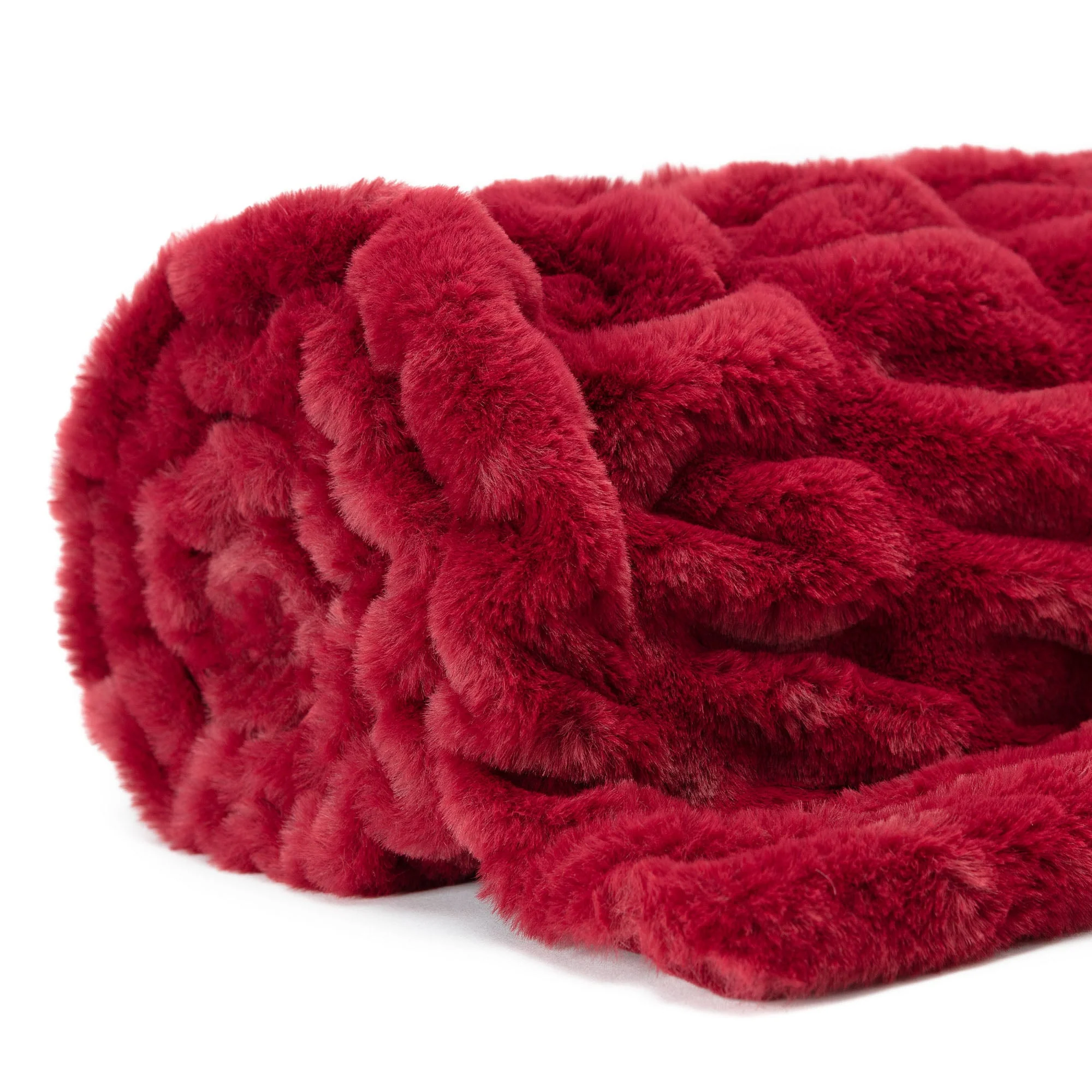 Ruched Faux Fur Throw Blanket