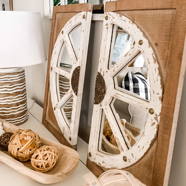 Two-Piece Distressed Wall Medallion Mirror