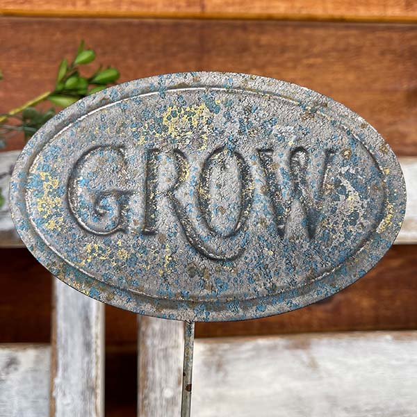 Grow Distressed Garden Stake