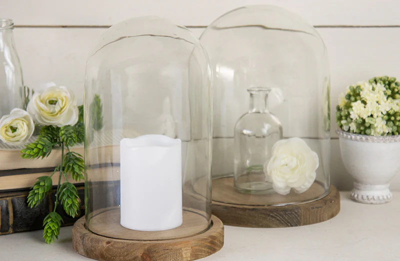 Antiqued Glass Cloche Set of 2