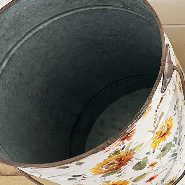 Distressed Patterned Metal Pails, Set of 3