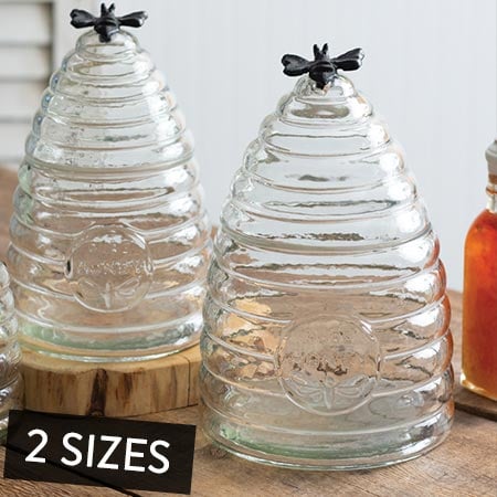 Honey Hive Glass Canister, Pick your Size