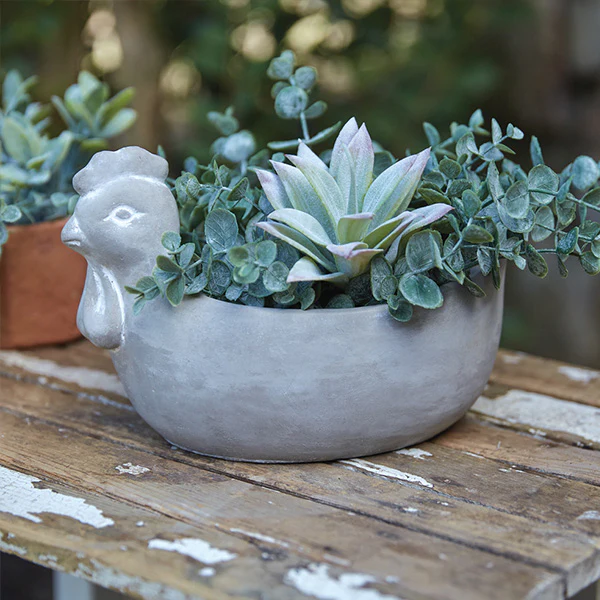 Farmhouse Bird Cement Planter, Choose Your Style