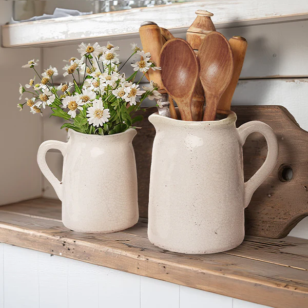 Crackled Finish Terracotta Vases, Set of 2