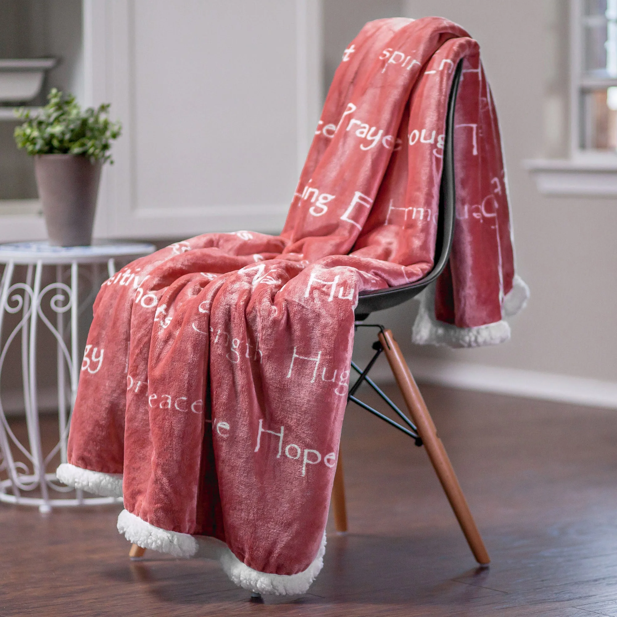Gift Faux Fur Comfort Words Throw Blanket