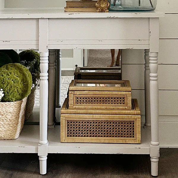 Grey Weathered Finish Wood Console Table