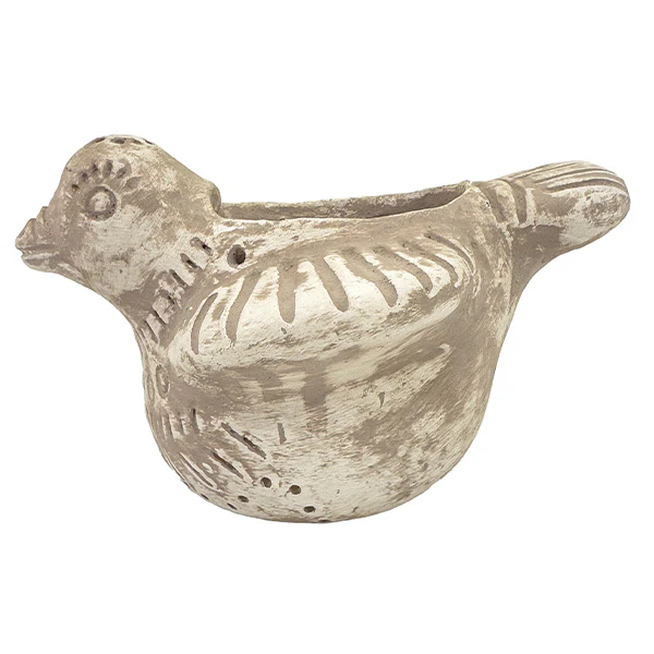 Handmade Sculpted Bird Clay Planters, Set of 2