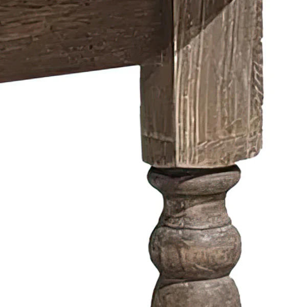 Distressed Wood Round Side Table