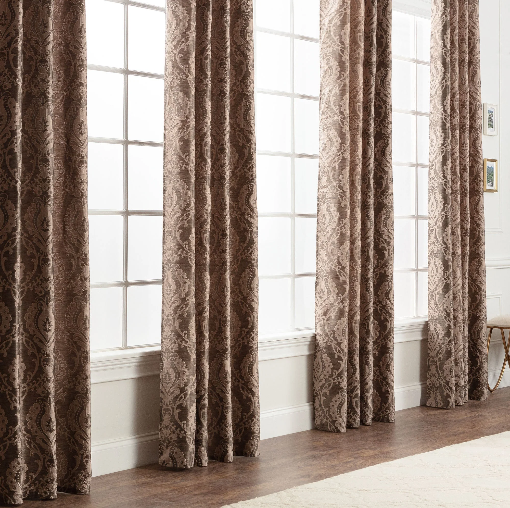 Damask Jacquard Grommet Curtains