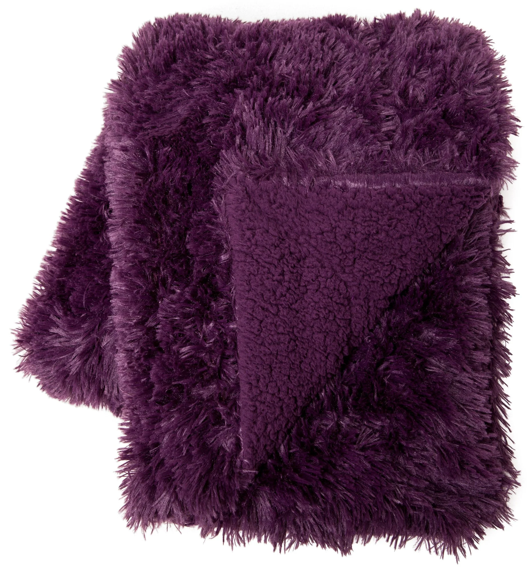 Solid Faux Long Fur Throw Blanket