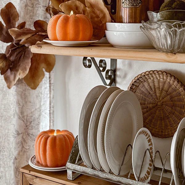 Flickering Flameless Pumpkin LED Candles with Timer, Set of 2