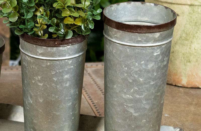 Galvanized Metal Planter Buckets With Tray