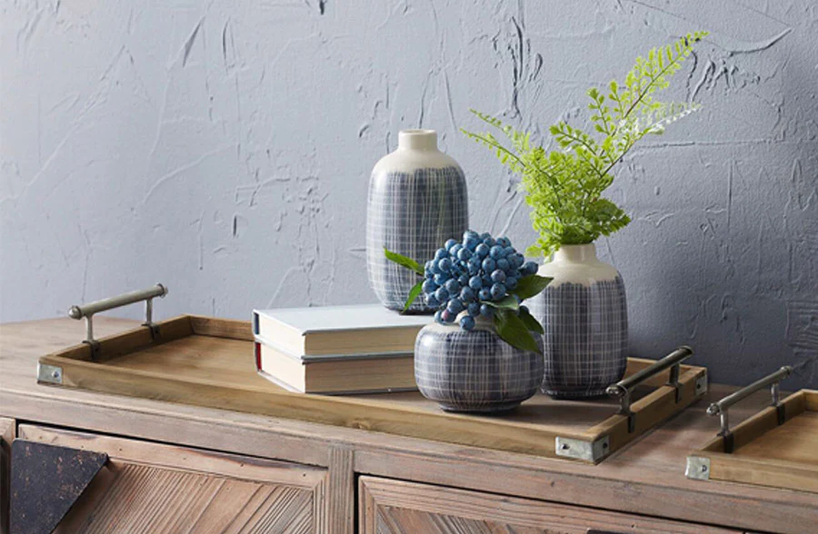 LARGE Natural Wooden Serving Trays with Handles, Set of 2