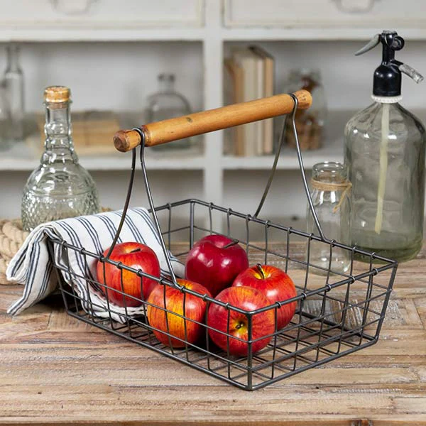 Metal Basket With Wood Handle