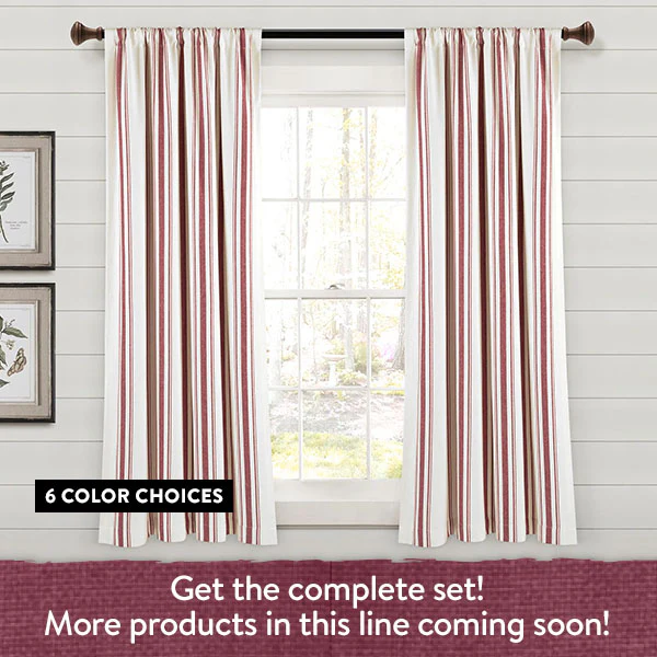 Eco-Friendly Farmhouse Striped Yarn Dyed Curtains, Pick Your Color and Size
