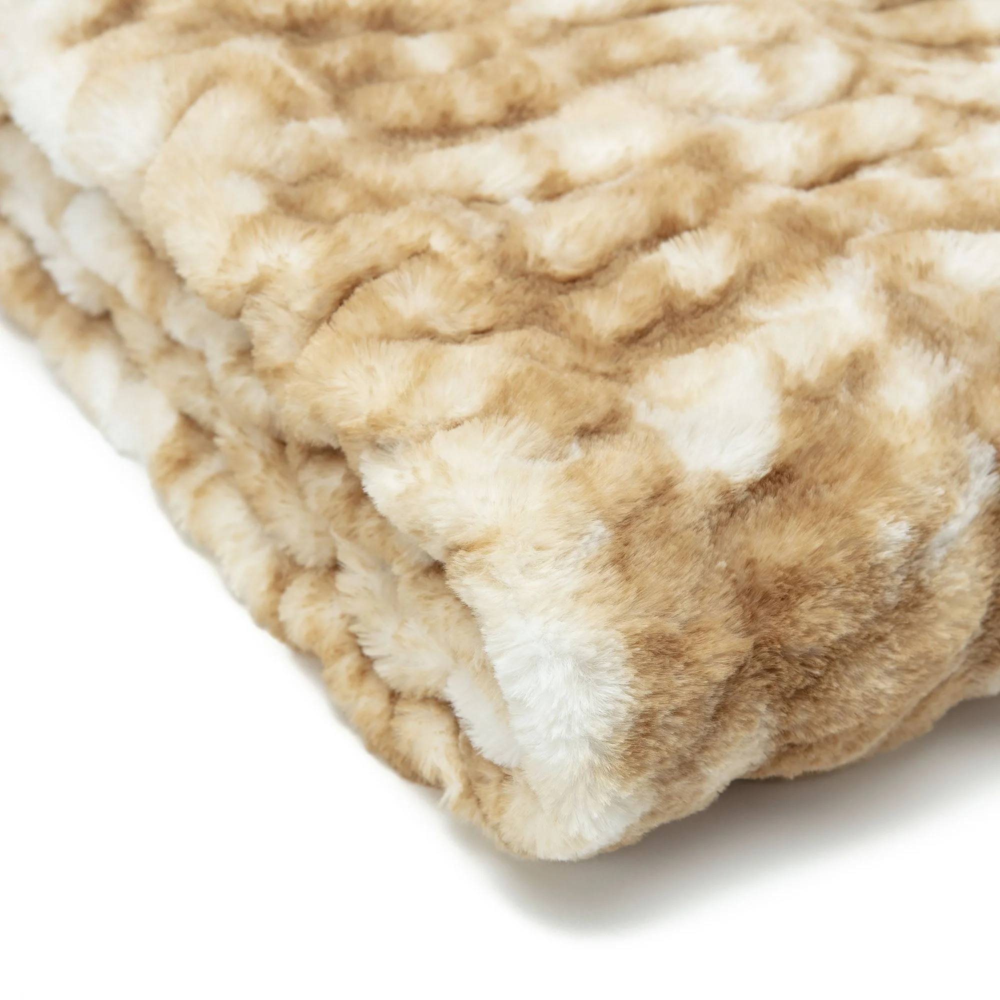 Ruched Faux Fur Throw Blanket