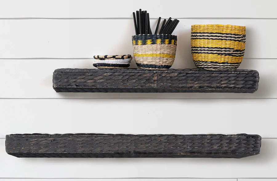 Handwoven Water Hyacinth Wall Shelf, Pick Your Size