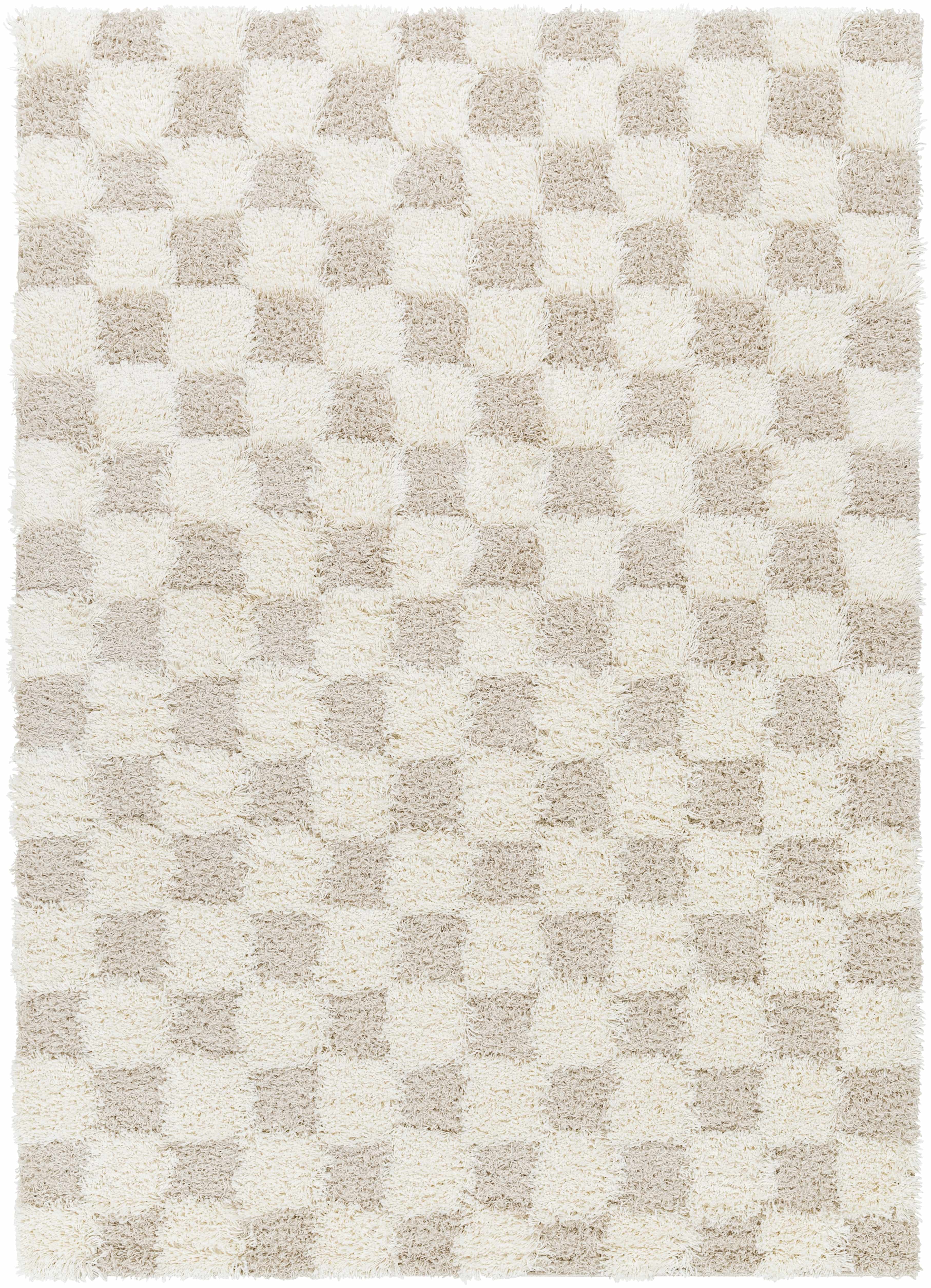 Neutral Checkered Area Rug
