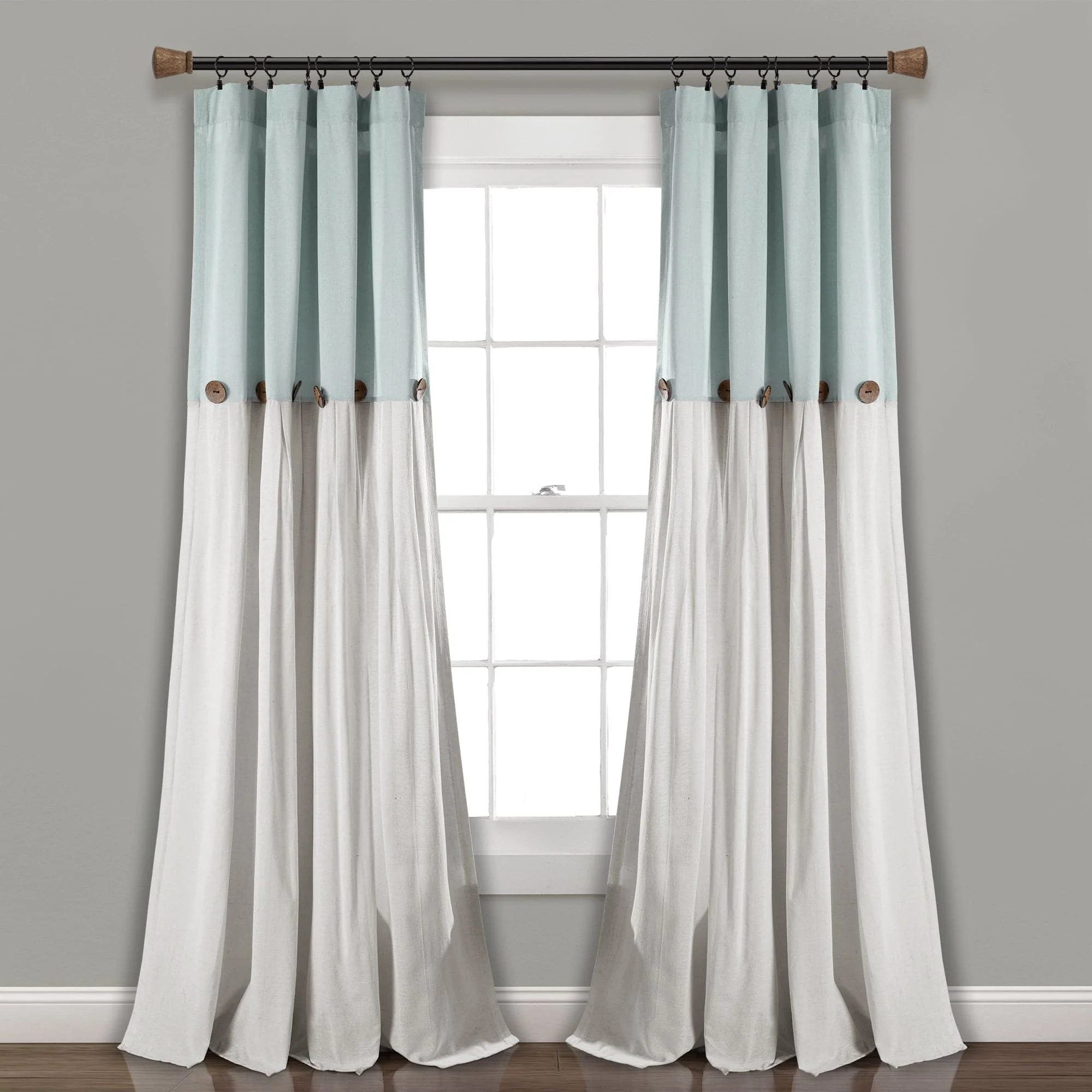 Linen Button Window Curtain Panel
