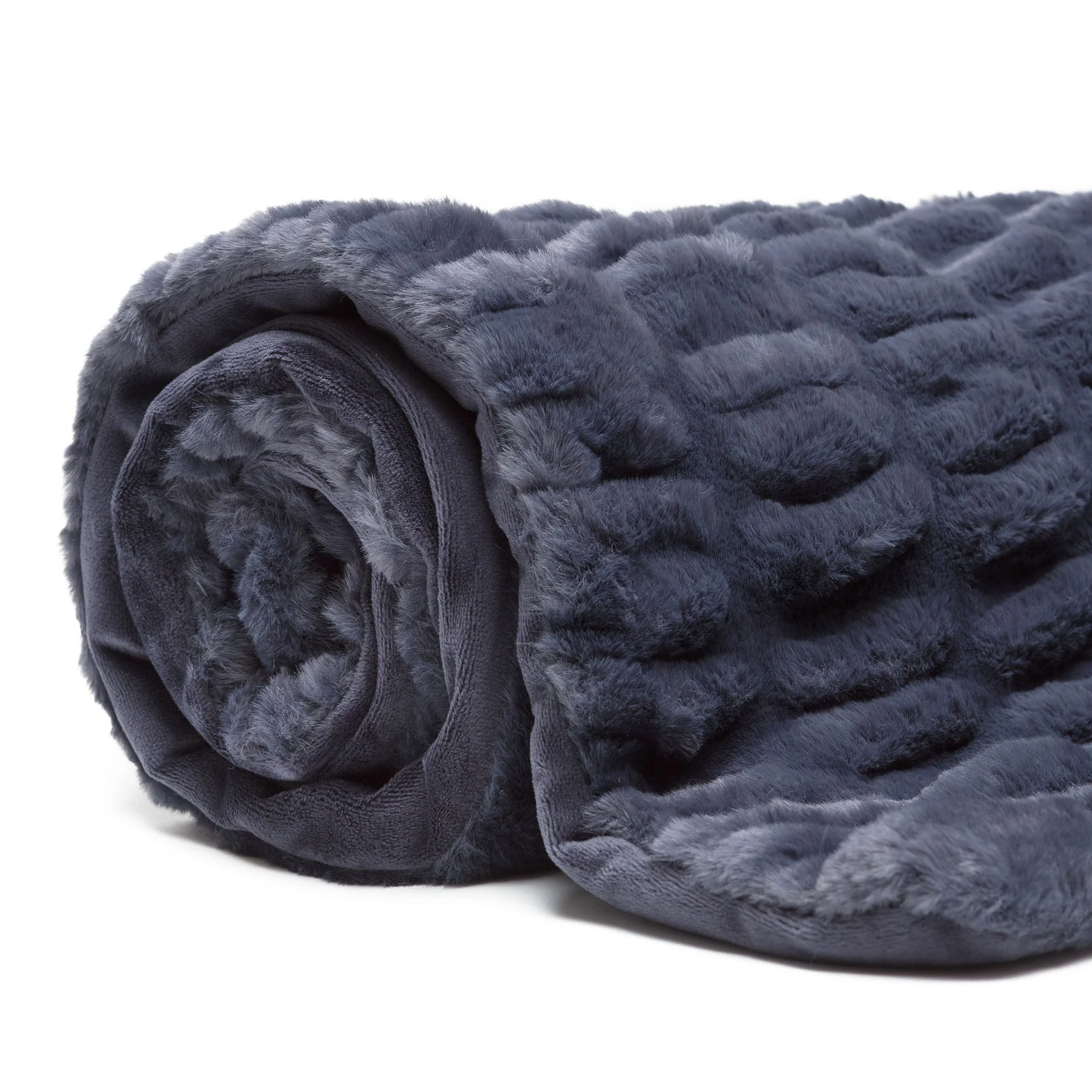 Ruched Faux Fur Throw Blanket