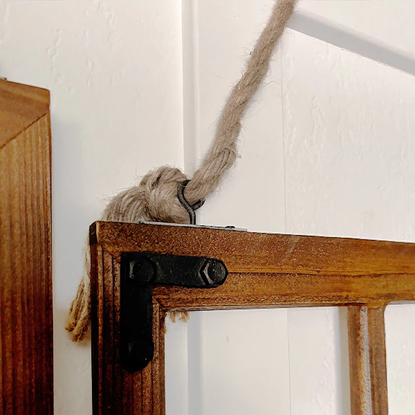 Oversized Dark Wooden Hanging Window Frames, Set of Four